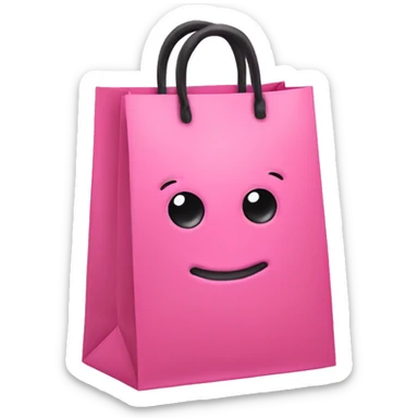 A pink shopping bag with a cute black bow sticker