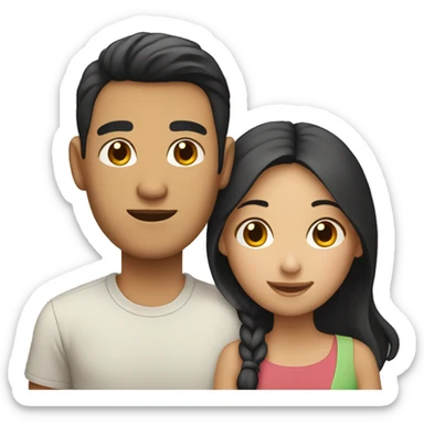 Asian guy and Hispanic girl couple sticker