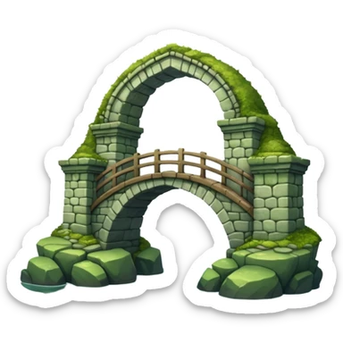 fantasy stone bridge over water sticker