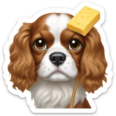 King Charles cavalier on a stick of butter sticker