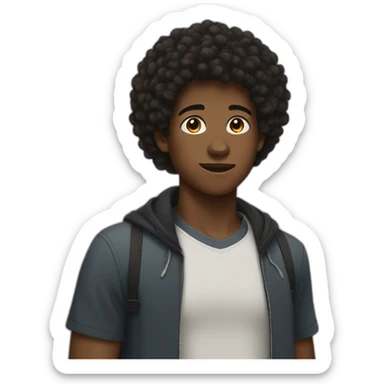 Afro-haired ebony teenage boy. sticker