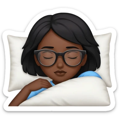 A girl with black hair and dark glasses is sleeping. sticker