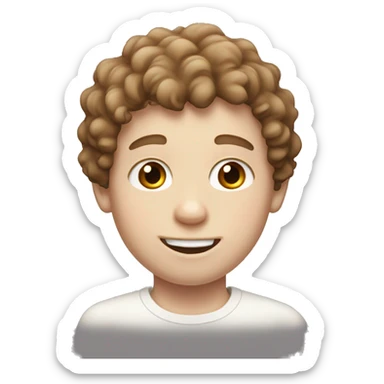 pale boy with brown curly hair and rosy cheeks sticker
