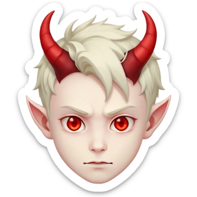 Anime devil boy with horns and red eyes sticker