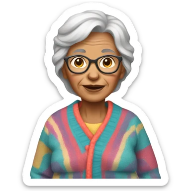 Old lady in pajamas and a sweater  sticker