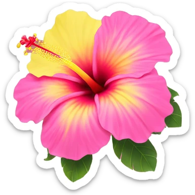 yellow and pink hibiscus flower sticker
