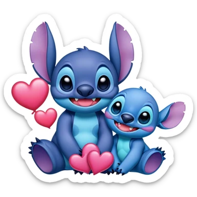 Stitch in love  sticker
