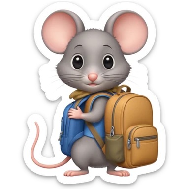 Mouse with a backpack pixar style sticker