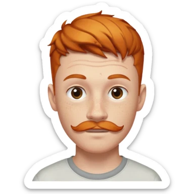 Ginger 16 year old, low taper fade, small goatee and mustache, eyebrow slit sticker
