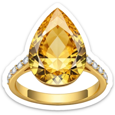 Pear cut engagement ring with small gold band with diamonds  sticker