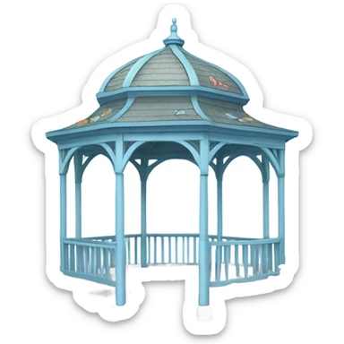 Pastel blue gazebo with colorful flowers and butterflies  sticker