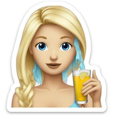 blonde blue eyed girl drinking tequila sticker