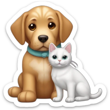 Chien avec un chat sur le Doudou sticker
