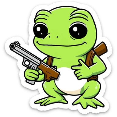 Pepe the frog with two guns sticker