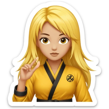 sexy girl with long yellow hair, kung fu sticker