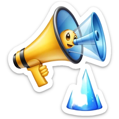 Emoji of a megaphone with sparkles and a growth chart. sticker