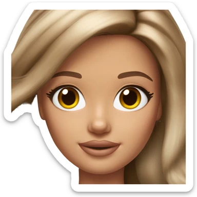 Beautiful Barbie brunette with hair highlights fair skin sticker