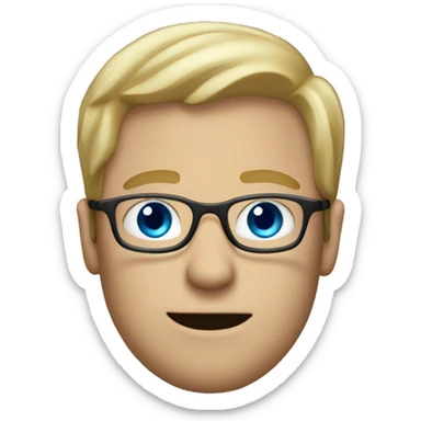 Dirty blond hair man with blue eyes and eyeglasses sticker