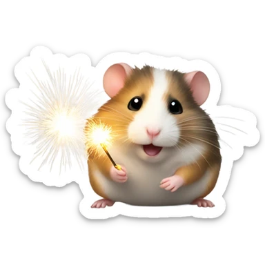 Christmas hamster with sparkler sticker