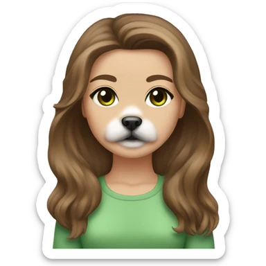 brown hair, green eyed girl holding tan shihtzu sticker