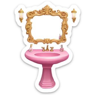 Pink glitter sink with mirror  sticker