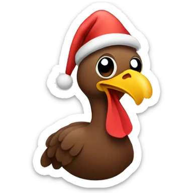 turkey with a christmas hat emoji  sticker