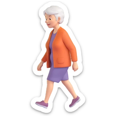elderly woman with short hair walking sticker