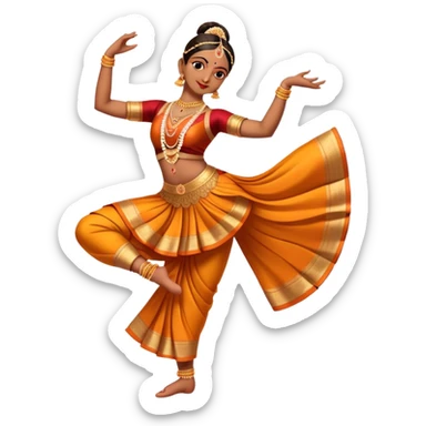 cinematic-realistic-bharatanatyam-dance-emoji,-depicted-as-an-elegant-classical-indian-dance-performance-with-graceful-poses,-intricate-costumes,-and-expressive-hand-gestures,-rendered-with-rich-textures-and-warm-dramatic-lighting, single dancer full body  sticker