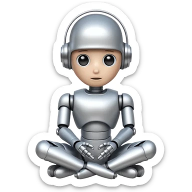 cute robot doing a thinking pose sticker