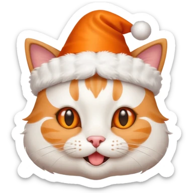 Create cute cat face wearing birthday cap and happy sticker