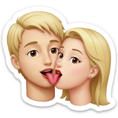 person leaning in for a kiss, eyes rolled back, tongue out sticker