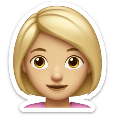 A young girl with short hair, blonde hair in the front, and brown eyes on the rest. sticker