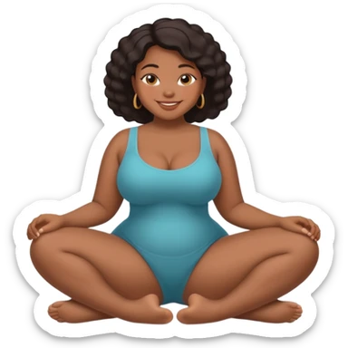 curvy black woman, back view, sitting on her soles, smiling, SFW, no explicit content sticker