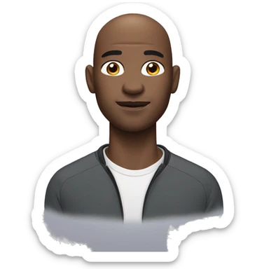 bald black man with airpods sticker