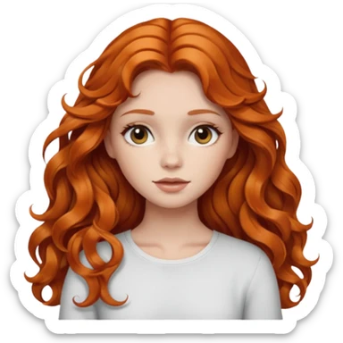 Beautiful girl,ginger hair,wavy hair，long hair,Black eyes, skin white sticker
