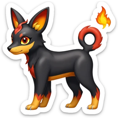 Cute Shiny Houndour-Quilava-Litten-Umbreon-Fakémon-hybrid-creature (full body)  sticker