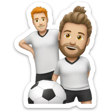 Fat white man play soccer orange haïr brun sticker