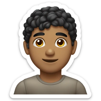 Joven varón de piel morena, ojos de color negro y cabello negro rizado sticker