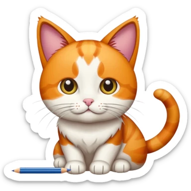 Calico cat wlh is drawing sticker