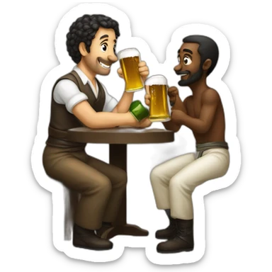 master and slave drinking beer sticker
