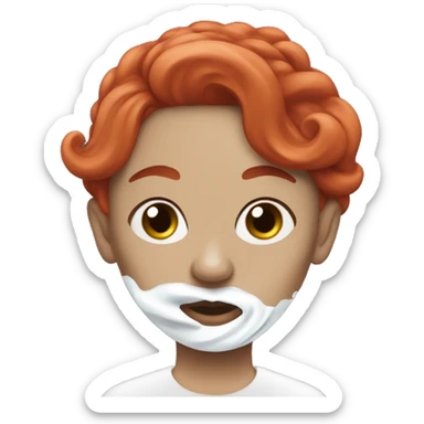 Red haired goth Woman with shaving cream on her face sticker