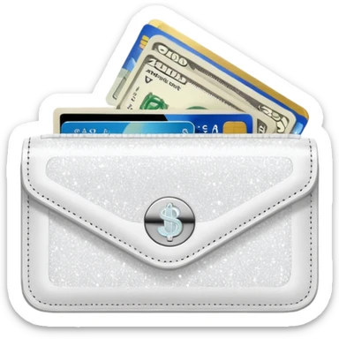 glitter white wallet with money and card sticker