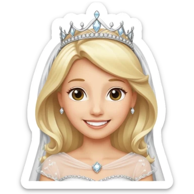 blonde bride silver diamond tiara and veil sticker