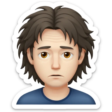 Weak man with disheveled hair sticker