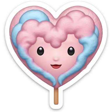 Cotton Candy, Heart-Shaped Cotton Candy – soft pink heart form with sparkle  sticker