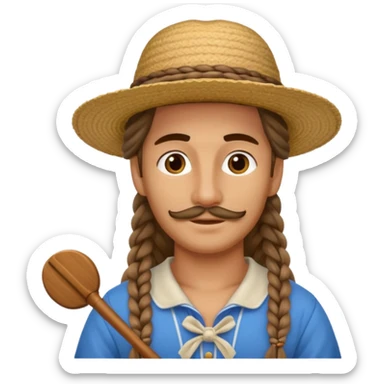 venice gondolier with long braided hair, iconic hat  sticker