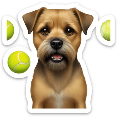 Border Terrier add tennis ball on ground in front sticker