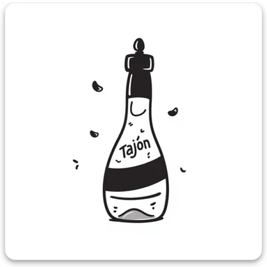a bottle of Tajín seasoning, playful and sketchy hand-drawn black doodle sticker