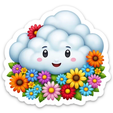 A fluffy cloud made entirely of colorful flowers sticker