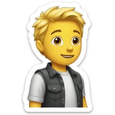 The boy is standing behind the fence sticker